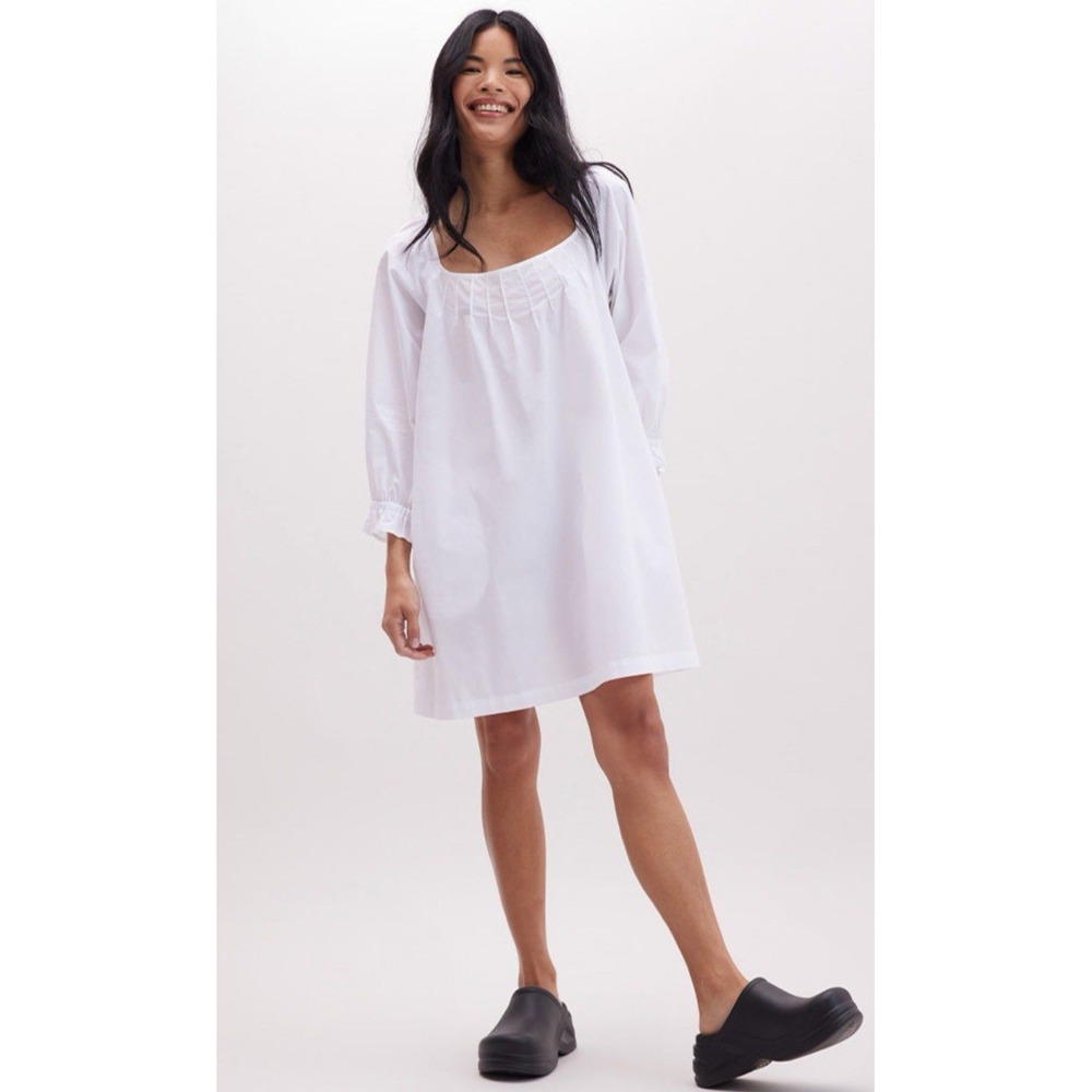 Richer Poorer Women Sienna Smock Mini Dress Sz XS White Pockets Loose Minimalist